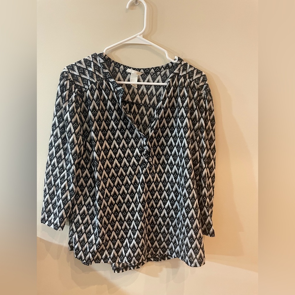 "H&M" Button Front Henley Top